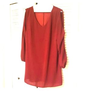 Red dress with slit sleeves